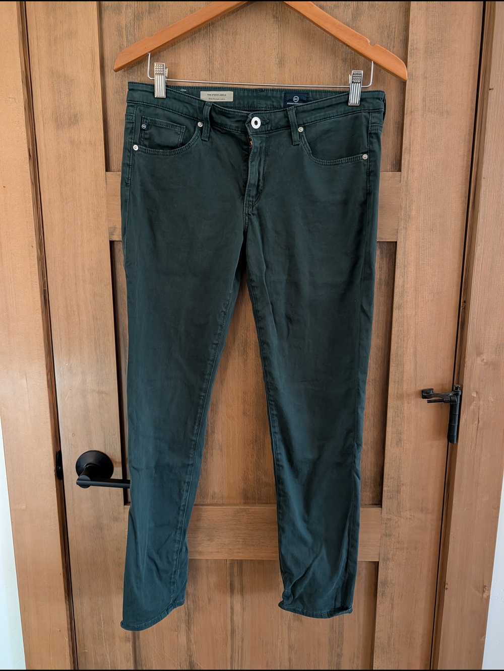 Ag Adriano Goldschmied Stevie Ankle Slim Straight Pants in Deep Green
